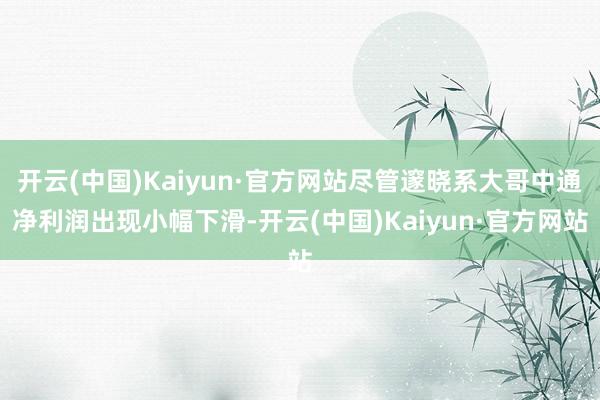 开云(中国)Kaiyun·官方网站尽管邃晓系大哥中通净利润出现小幅下滑-开云(中国)Kaiyun·官方网站